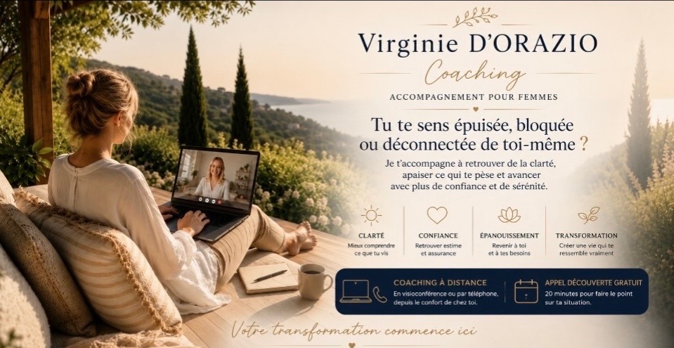 Virginie D'Orazio, coaching pour femmes — accompagnement en visioconférence, appel découverte gratuit de 20 minutes